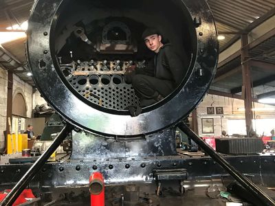 James is in the smokebox having fitted the regulator and superheater header